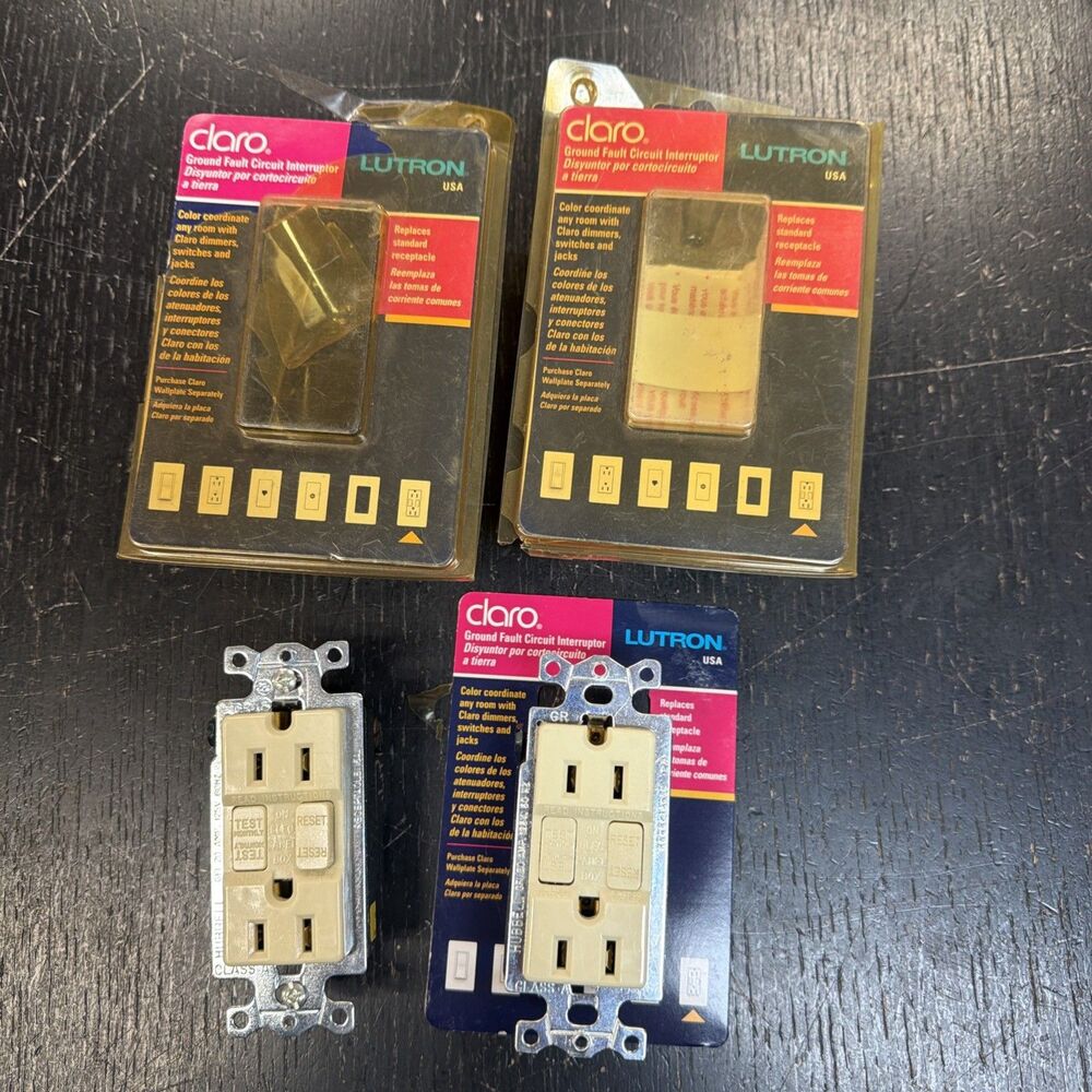 Set of 2 Lutron Claro CAR-15-GFCIH-IV GFCI Outlets 15A Ivory Open Box